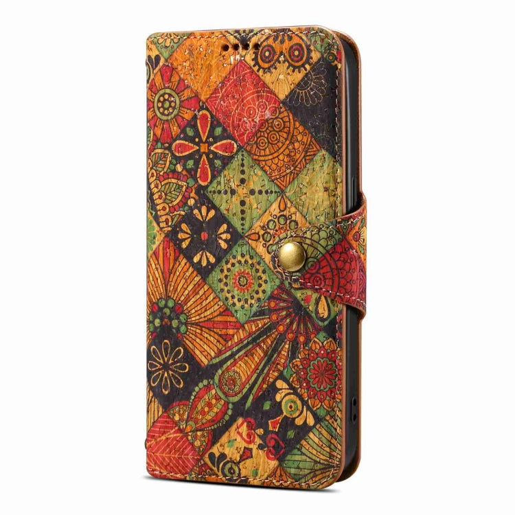 For iPhone 15 Denior Flower Language Series Cork Fabric Oil Edge Leather Phone Case(Autumn) - HoMEdemic™ 