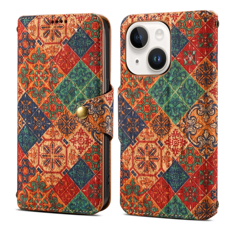 For iPhone 15 Denior Flower Language Series Cork Fabric Oil Edge Leather Phone Case(Winter) - HoMEdemic™ 