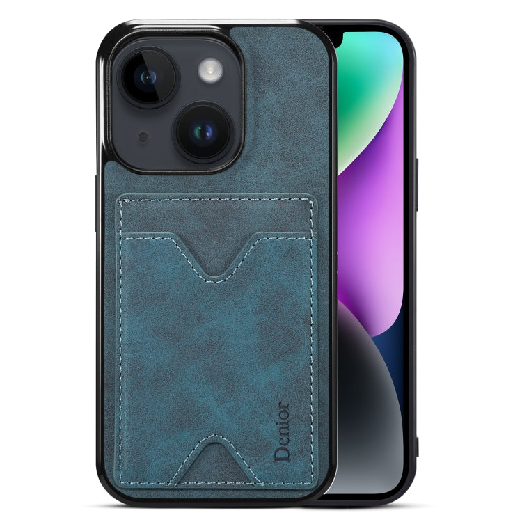 For iPhone 15 Denior PU Back Cover Card Slot Holder Phone Case(Blue) - HoMEdemic™ 