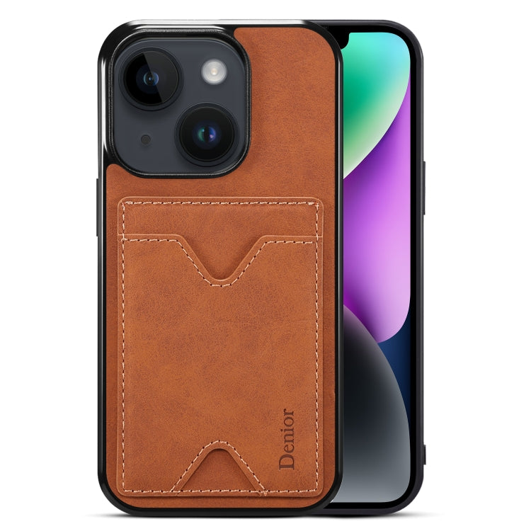 For iPhone 15 Denior PU Back Cover Card Slot Holder Phone Case(Brown) - HoMEdemic™ 