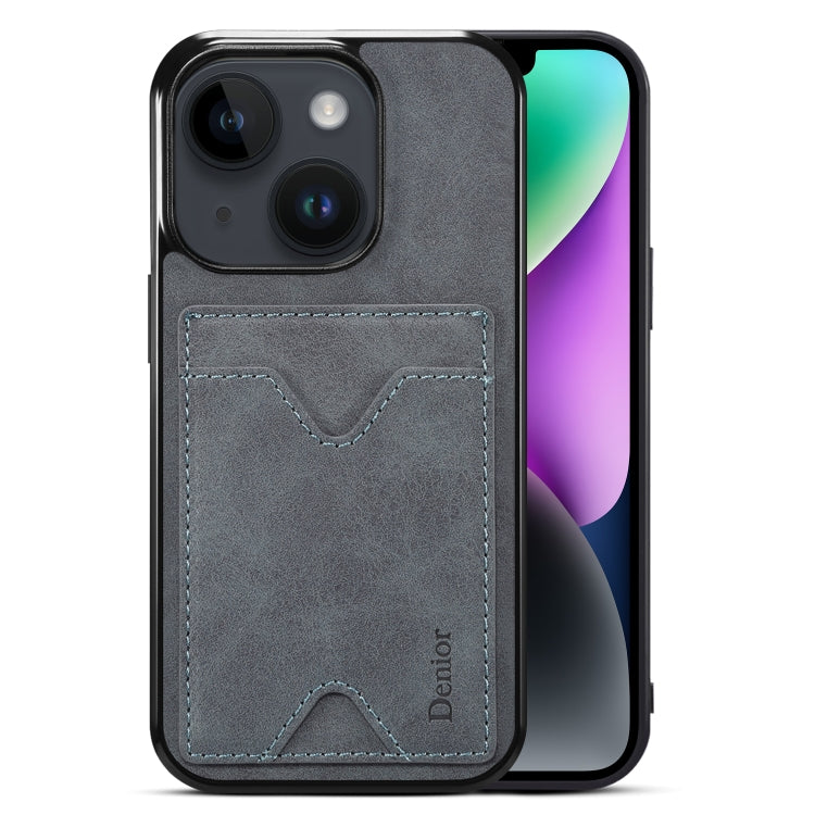 For iPhone 15 Denior PU Back Cover Card Slot Holder Phone Case(Grey) - HoMEdemic™ 