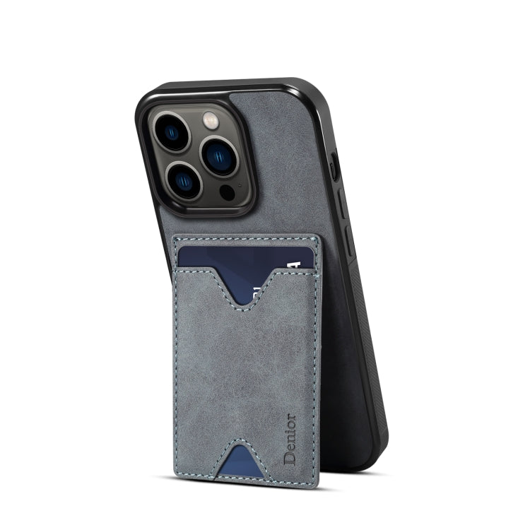 For iPhone 15 Denior PU Back Cover Card Slot Holder Phone Case(Grey) - HoMEdemic™ 