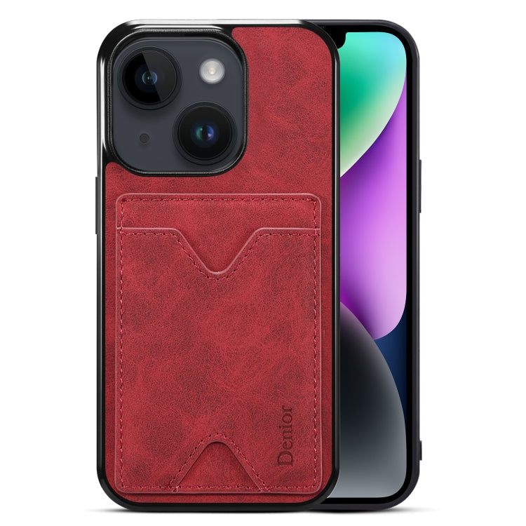 For iPhone 15 Denior PU Back Cover Card Slot Holder Phone Case(Red) - HoMEdemic™ 