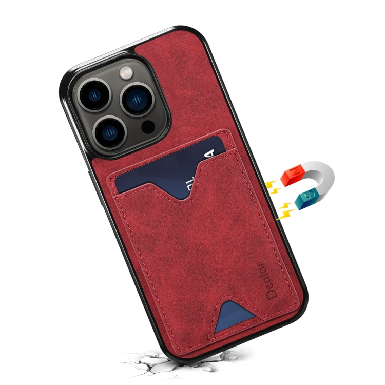 For iPhone 15 Denior PU Back Cover Card Slot Holder Phone Case(Red) - HoMEdemic™ 