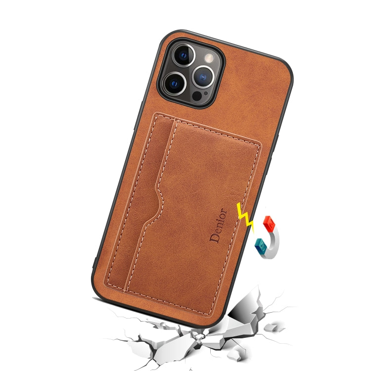 For iPhone 15 Denior PU Single Card Slot Holder Phone Case(Brown) - HoMEdemic™ 