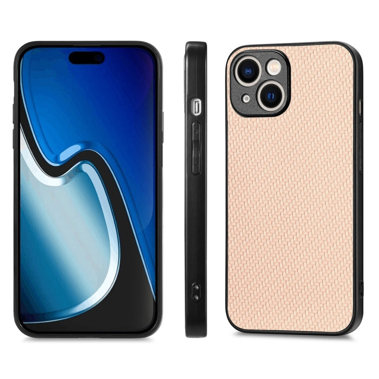 For iPhone 15 ENKAY Fiber Leather Skin PC Phone Case with High Aluminum-silicon Glass Film(Khaki) - HoMEdemic™ 