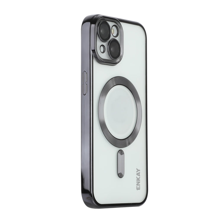 For iPhone 15 ENKAY Hat-Prince Magsafe Electroplated TPU Clear Shockproof Phone Case(Black) - HoMEdemic™ 