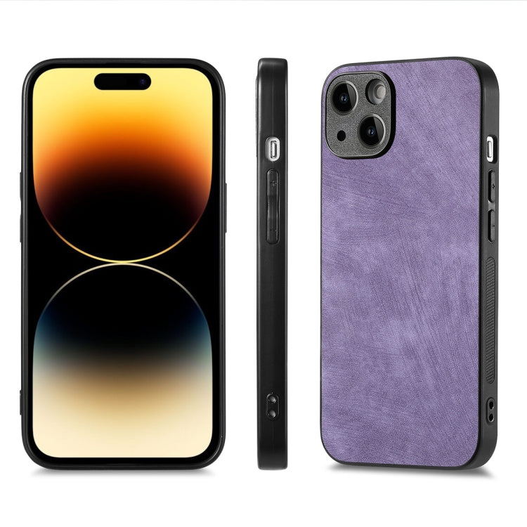 For iPhone 15 ENKAY Retro Leather Skin PC Phone Case with High Aluminum-silicon Glass Film(Purple) - HoMEdemic™ 