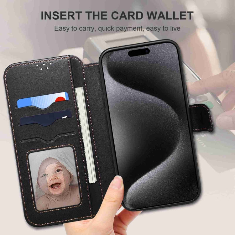 For iPhone 15 ESEBLE E1 Nappa Texture MagSafe Holder Leather Phone Case(Black) - HoMEdemic™ 