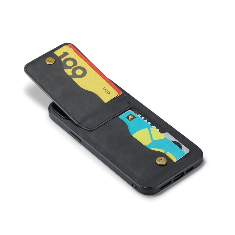 For iPhone 15 Fierre Shann Crazy Horse Card Holder Back Cover PU Phone Case(Black) - HoMEdemic™ 