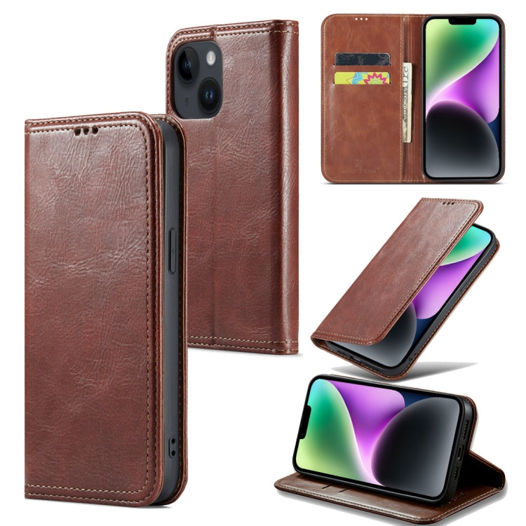 For iPhone 15 Fierre Shann Vintage Bark Texture Wallet Leather Phone Case(Brown) - HoMEdemic™ 