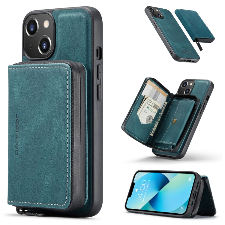 For iPhone 15 JEEHOOD Magnetic Zipper Wallet Leather Phone Case(Blue) - HoMEdemic™ 