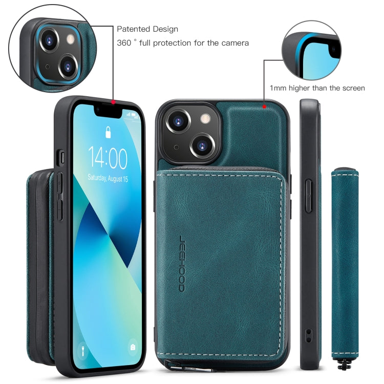 For iPhone 15 JEEHOOD Magnetic Zipper Wallet Leather Phone Case(Blue) - HoMEdemic™ 