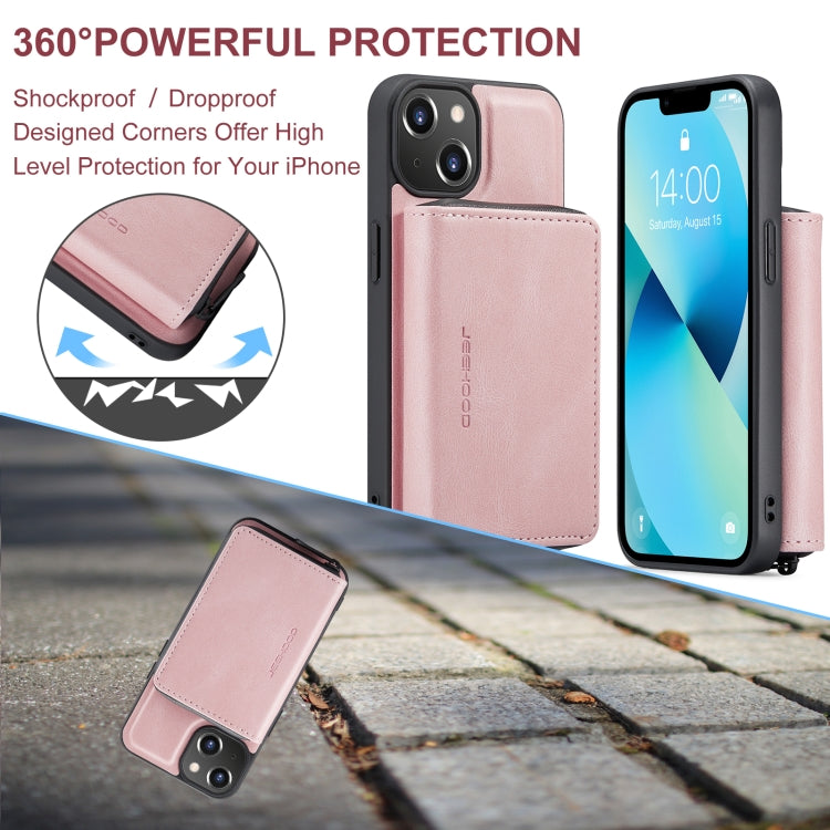 For iPhone 15 JEEHOOD Magnetic Zipper Wallet Leather Phone Case(Pink) - HoMEdemic™ 