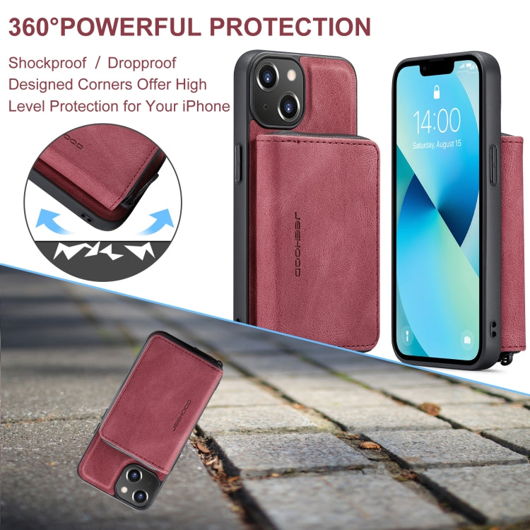 For iPhone 15 JEEHOOD Magnetic Zipper Wallet Leather Phone Case(Red) - HoMEdemic™ 