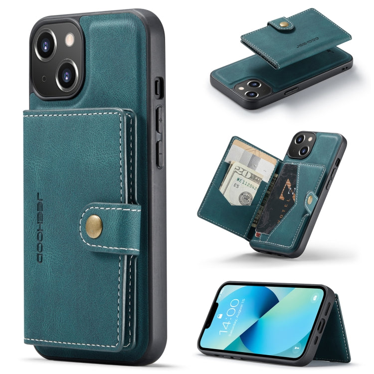 For iPhone 15 JEEHOOD Retro Magnetic Detachable Leather Phone Case(Blue) - HoMEdemic™ 