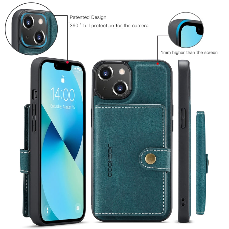 For iPhone 15 JEEHOOD Retro Magnetic Detachable Leather Phone Case(Blue) - HoMEdemic™ 
