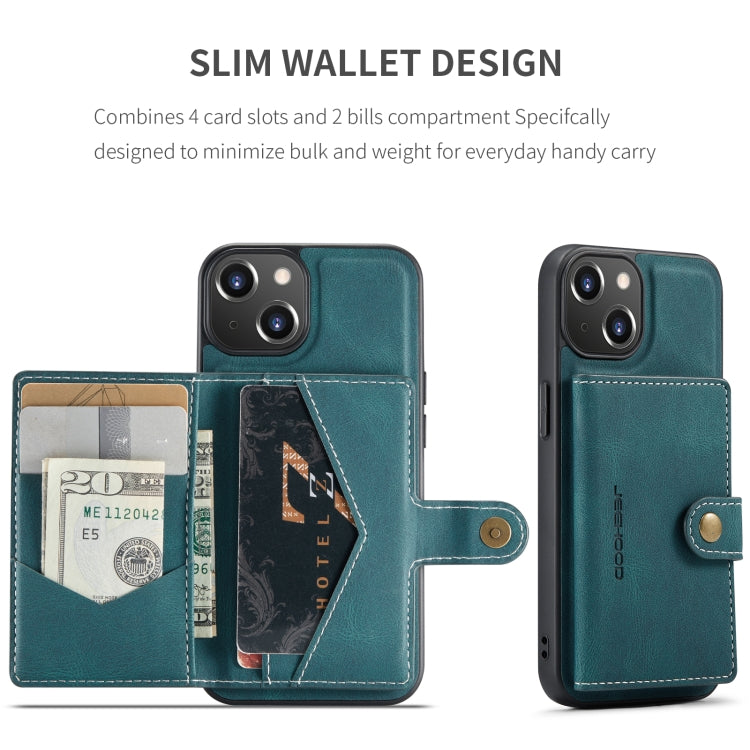 For iPhone 15 JEEHOOD Retro Magnetic Detachable Leather Phone Case(Blue) - HoMEdemic™ 