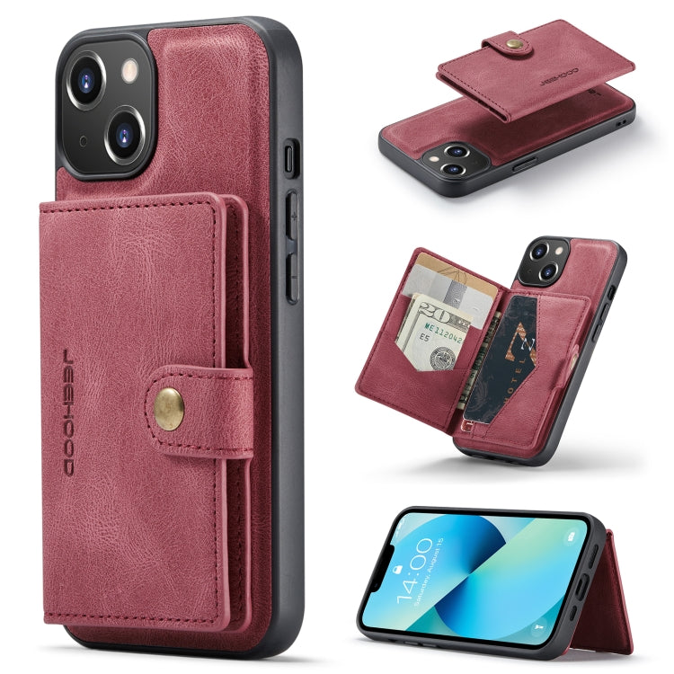 For iPhone 15 JEEHOOD Retro Magnetic Detachable Leather Phone Case(Red) - HoMEdemic™ 