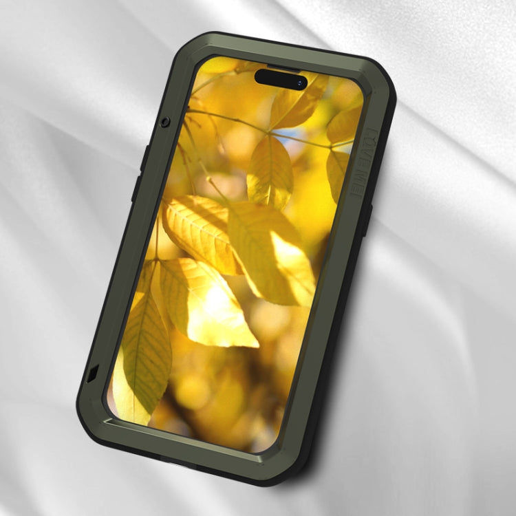 For iPhone 15 LOVE MEI Metal Shockproof Life Waterproof Dustproof Phone Case(Army Green) - HoMEdemic™ 