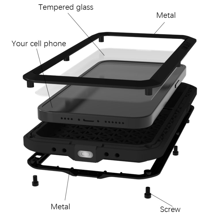 For iPhone 15 LOVE MEI Metal Shockproof Life Waterproof Dustproof Phone Case(Silver) - HoMEdemic™ 