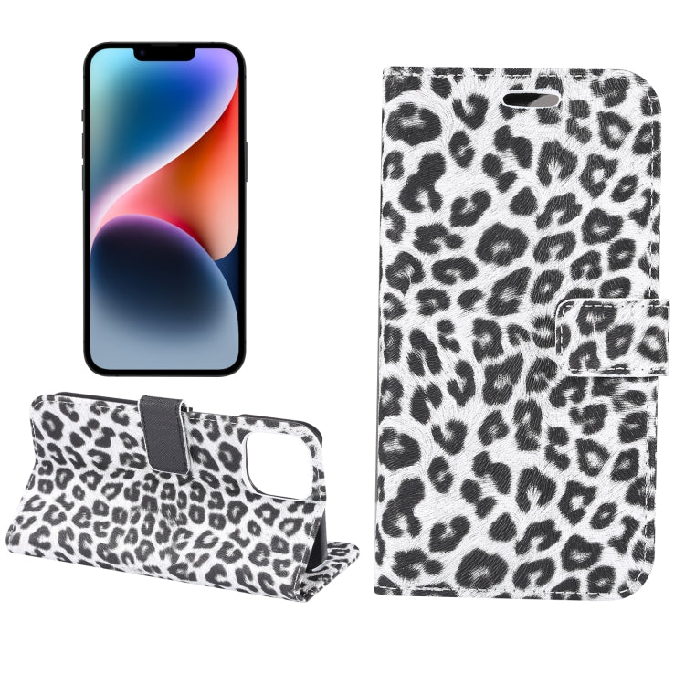 For iPhone 15 Leopard Pattern Horizontal Flip Leather Phone Case(White) - HoMEdemic™ 