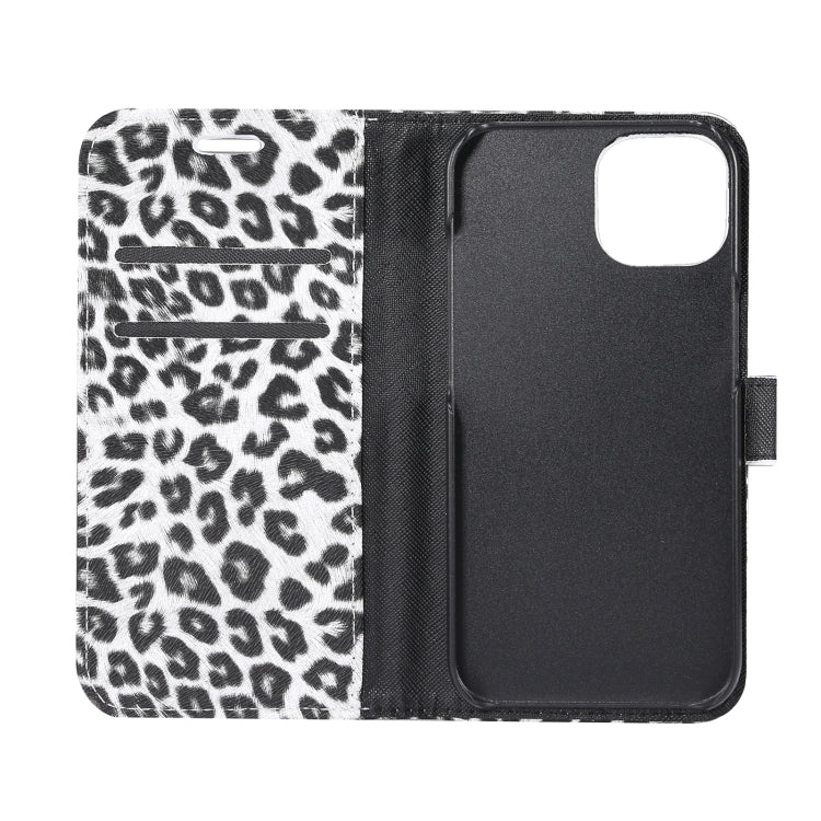 For iPhone 15 Leopard Pattern Horizontal Flip Leather Phone Case(White) - HoMEdemic™ 