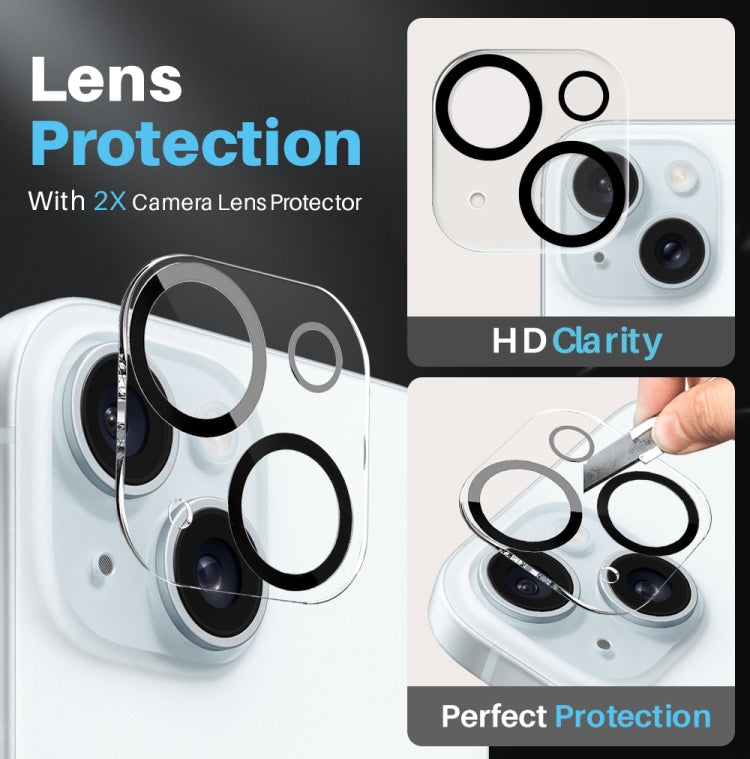 For iPhone 15 NORTHJO 5 in 1 Clear Phone Case with 2pcs Screen Film + 2pcs Rear Lens Film - HoMEdemic™ 