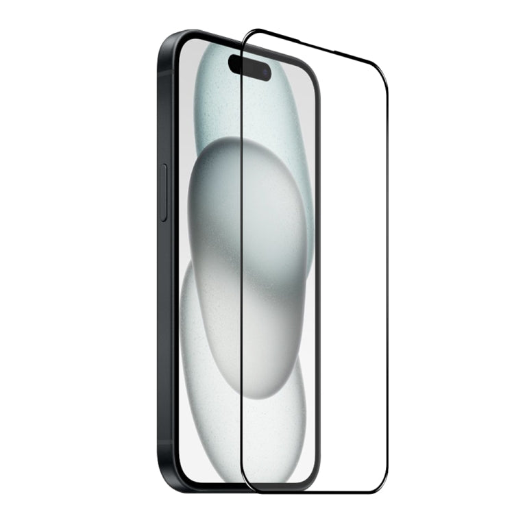 For iPhone 15 NORTHJO A++ Screen Protector Full Glue Silk Printing Tempered Glass Film(Black) - HoMEdemic™ 
