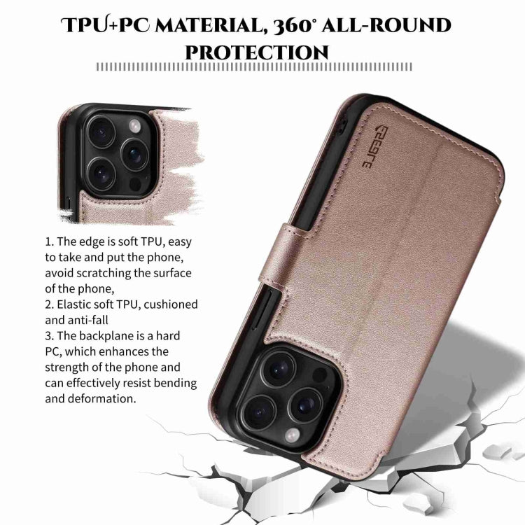 For iPhone 15 Plus / 14 Plus ESEBLE E1 Nappa Texture MagSafe Holder Leather Phone Case(Rose Gold) - HoMEdemic™ 