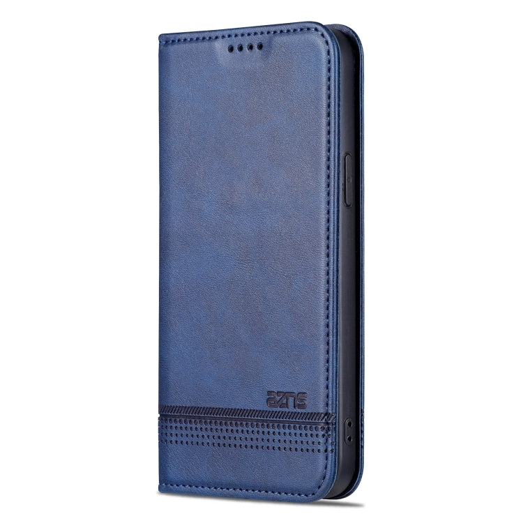 For iPhone 15 Plus AZNS Magnetic Calf Texture Leather Phone Case(Dark Blu) - HoMEdemic™ 