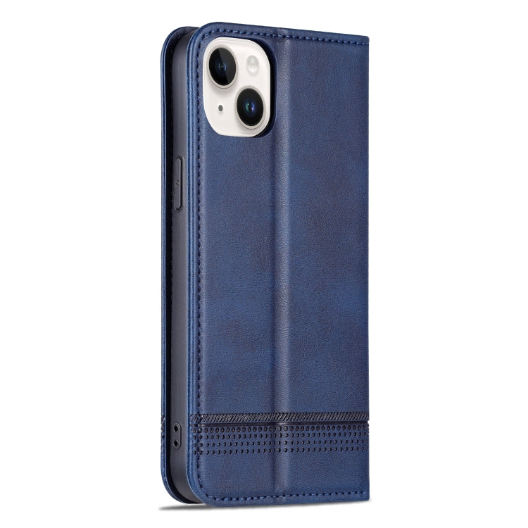 For iPhone 15 Plus AZNS Magnetic Calf Texture Leather Phone Case(Dark Blu) - HoMEdemic™ 