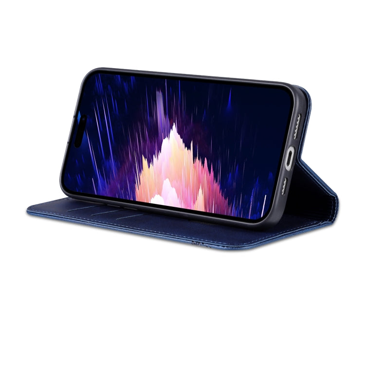 For iPhone 15 Plus AZNS Magnetic Calf Texture Leather Phone Case(Dark Blu) - HoMEdemic™ 