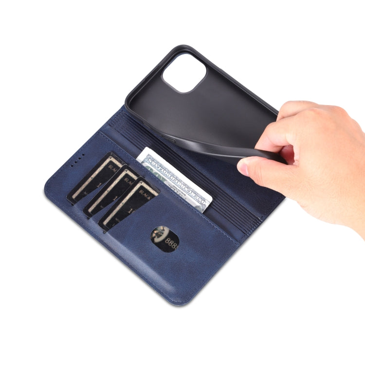 For iPhone 15 Plus AZNS Magnetic Calf Texture Leather Phone Case(Dark Blu) - HoMEdemic™ 