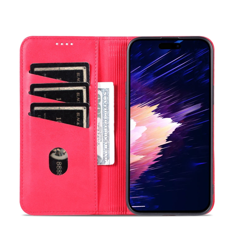 For iPhone 15 Plus AZNS Magnetic Calf Texture Leather Phone Case(Red) - HoMEdemic™ 