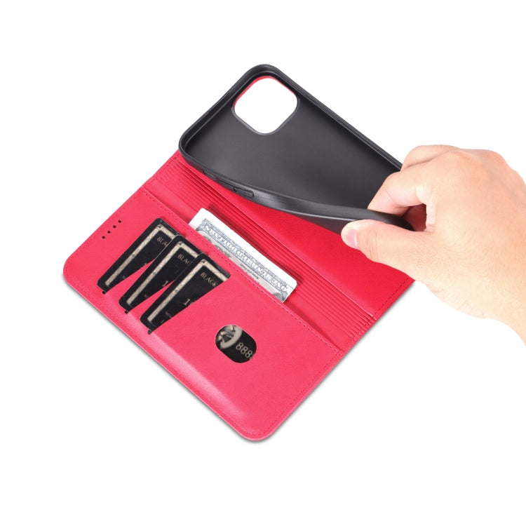 For iPhone 15 Plus AZNS Magnetic Calf Texture Leather Phone Case(Red) - HoMEdemic™ 
