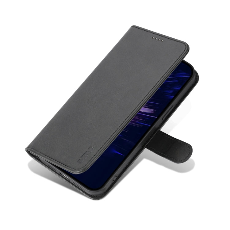 For iPhone 15 Plus AZNS Skin Feel Calf Texture Flip Leather Phone Case(Black) - HoMEdemic™ 