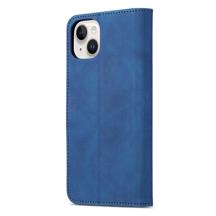 For iPhone 15 Plus AZNS Skin Feel Calf Texture Flip Leather Phone Case(Blue) - HoMEdemic™ 
