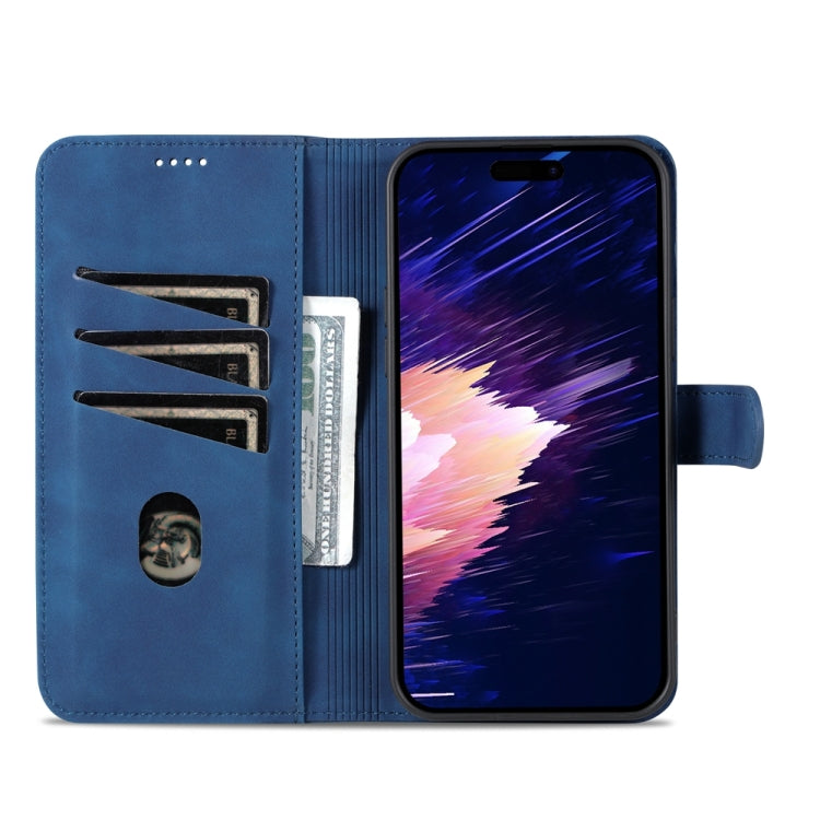 For iPhone 15 Plus AZNS Skin Feel Calf Texture Flip Leather Phone Case(Blue) - HoMEdemic™ 