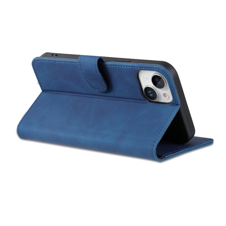 For iPhone 15 Plus AZNS Skin Feel Calf Texture Flip Leather Phone Case(Blue) - HoMEdemic™ 