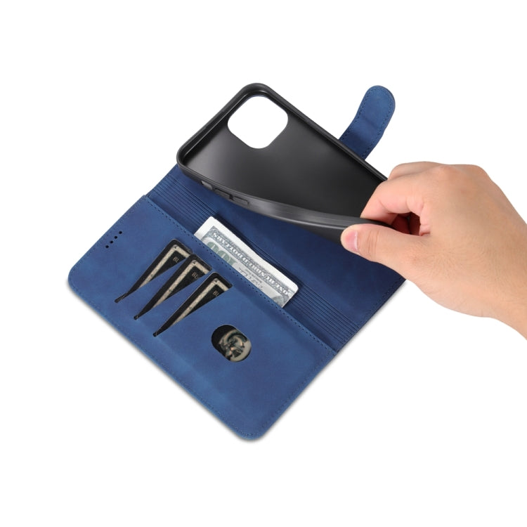 For iPhone 15 Plus AZNS Skin Feel Calf Texture Flip Leather Phone Case(Blue) - HoMEdemic™ 