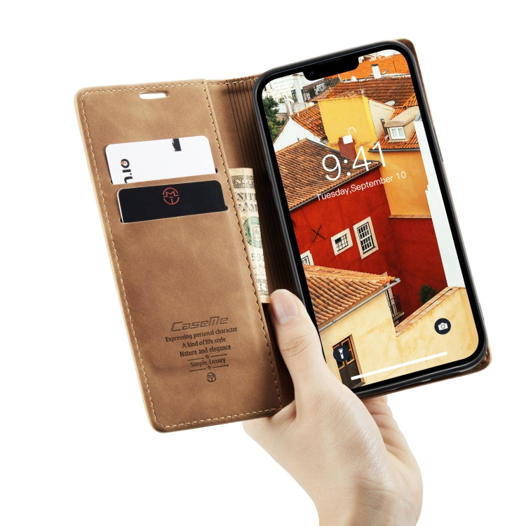 For iPhone 15 Plus CaseMe 013 Multifunctional Horizontal Flip Leather Phone Case(Brown) - HoMEdemic™ 