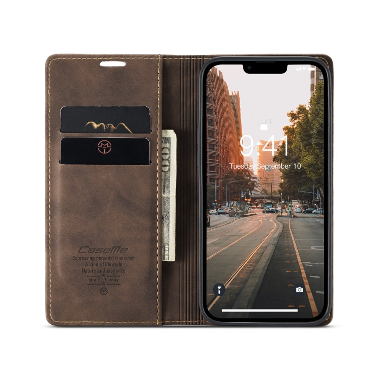 For iPhone 15 Plus CaseMe 013 Multifunctional Horizontal Flip Leather Phone Case(Coffee) - HoMEdemic™ 