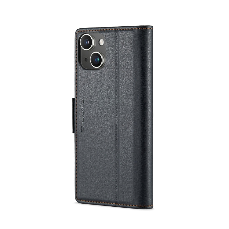 For iPhone 15 Plus CaseMe 023 Butterfly Buckle Litchi Texture RFID Anti-theft Leather Phone Case(Black) - HoMEdemic™ 