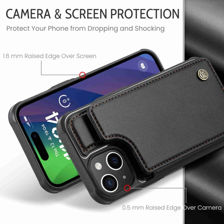 For iPhone 15 Plus CaseMe C22 Card Slots Holder RFID Anti-theft Phone Case(Black) - HoMEdemic™ 