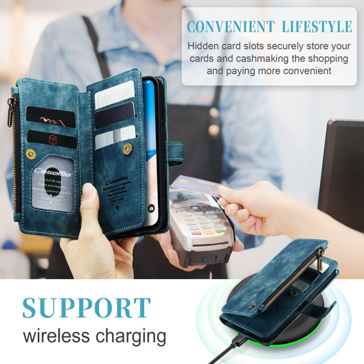 For iPhone 15 Plus CaseMe C30 Multifunctional Leather Phone Case(Blue) - HoMEdemic™ 