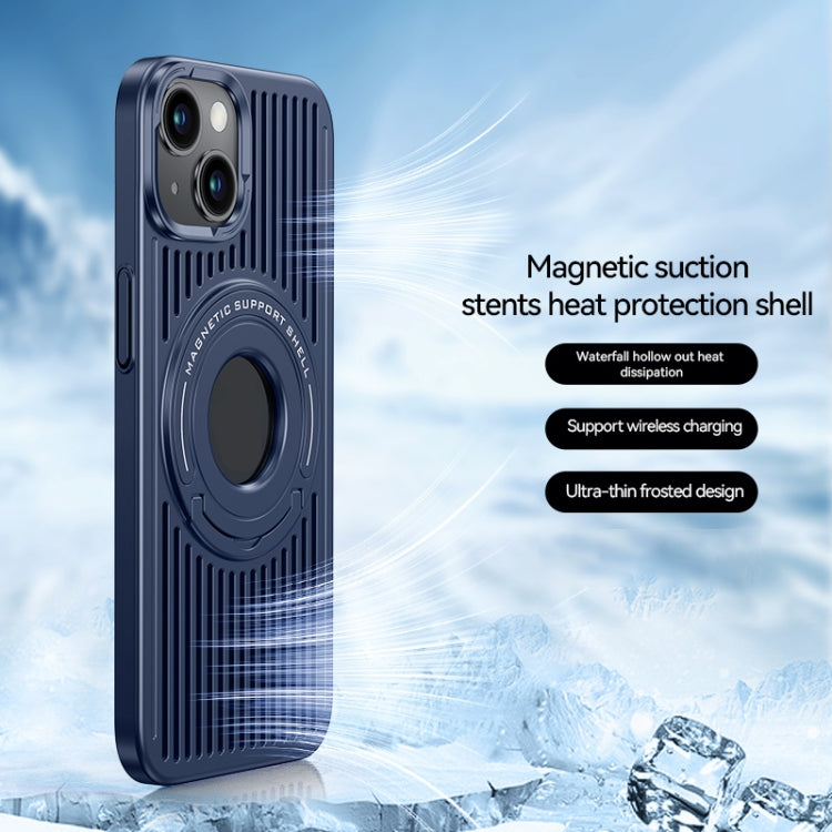 For iPhone 15 Plus Cooling MagSafe Magnetic Ring Holder Phone Case(Blue) - HoMEdemic™ 