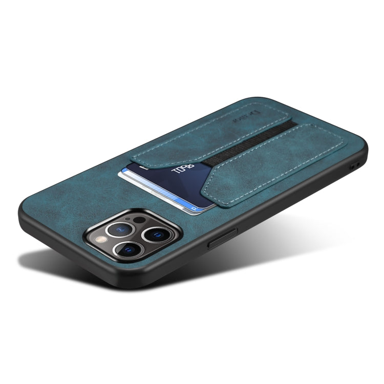 For iPhone 15 Plus Denior DV Elastic Card Slot PU Back Cover Phone Case(Blue) - HoMEdemic™ 