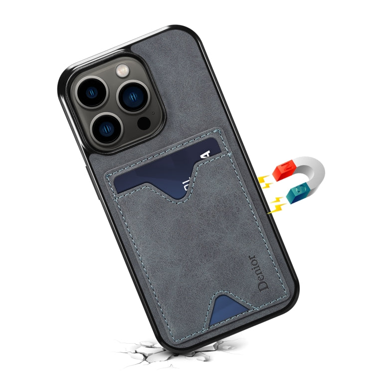 For iPhone 15 Plus Denior PU Back Cover Card Slot Holder Phone Case(Grey) - HoMEdemic™ 