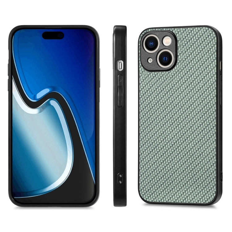 For iPhone 15 Plus ENKAY Fiber Leather Skin PC Phone Case with High Aluminum-silicon Glass Film(Green) - HoMEdemic™ 